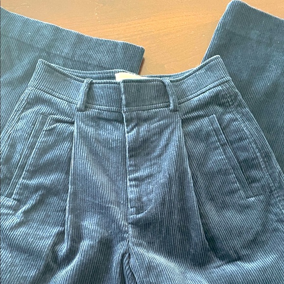 Everlane Pants - Everlane Corduroy Pleated High Waist Trousers. Marine Blue. Wide hem. See pics!